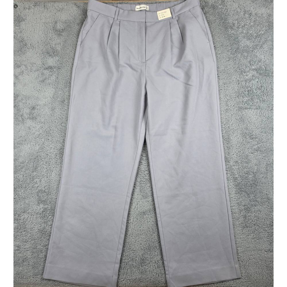 Abercrombie & Fitch Ultra High Rise Wide Leg Pants Women 34 18L Grey Trouser NWT